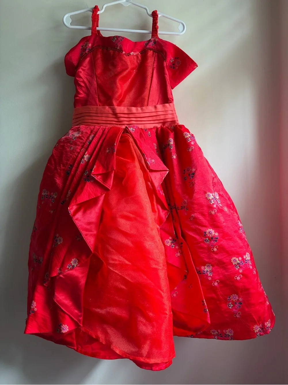 Disney Parks Elena Avalor Red Floral Costume Dress Girls Size S 8A Princess Gown